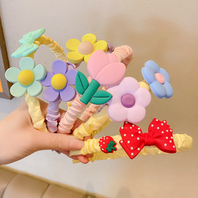 Children's Flower Headband Headwear Korean Girls Cute Hair Fixer Non-Slip Headband Hairband Girls Cartoon Hair Pin Hair Accessories