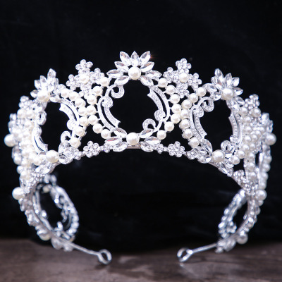 Bridal Headdress European Luxury Wedding Dress Headdress Crown Alloy Rhinestone Pearl Birthday Performance Party Headdress