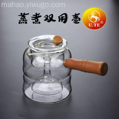 Wooden Handle Side Handle Glass Liner Cooking Dual-Purpose Pot