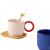 Net Red Ceramic Coffee Cup Ins Good-looking Contrast Color Mug with Wood Pad Creative Simple Milk Breakfast Cup