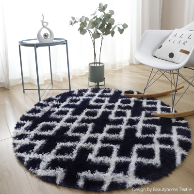  Circle Silk Wool Carpet Bedroom Solid Nordic Simple Living Room Sofa Plush Rug Household Hanging Basket Shaggy Mats