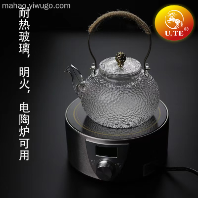 Heat-Resistant Glass Hammer Pattern Teapot