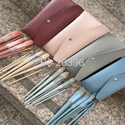 Professional 8 pcs Makeup Brushes Solid Color Eye Shadow  Lip Brush with Bag Synthetic Hair pinceaux factory direct sale