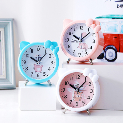 Creative Cute Kitty Bowknot Alarm Clock Student Dormitory Bedroom Office Desk Alarm Clock Creative Ornaments