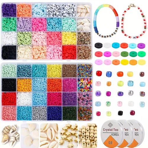 Amazon Hot Transparent Glass Rice Beads Color DIY Box Glass Beads Set Jewelry Accessories Loose Beads Soft Pottery Pieces