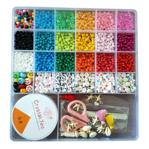 4mm Glass Beads Colorful DIY Beads Rice Beads 26 Grid Set Box Love Smiling Face handmade Beaded Spacer Accessories