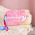 Cross-Border Popular Rabbit Fur Colorful Embroidery Cosmetic Bag Unicorn Moon Letter Wash Bag Fur Ball Washed Coin Purse