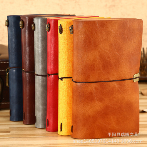 Manufacturers Supply Retro Journal Book Travel Book Business Creative Journal Book Imitation Leather Portable Strap Notepad