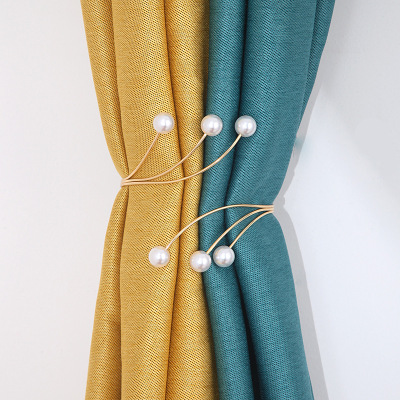 Summer New Simple and Light Luxury Curtain Bandage Metal Multi-Layer Pearl Adjustable Curtain Buckle Punch-Free Curtain Clip