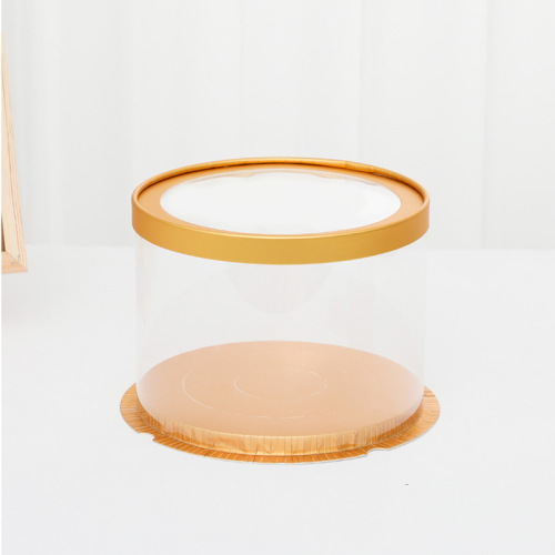 New round Gold Transparent Birthday Cake Box 6-Inch 8-Inch 10-Inch Transparent Baking Box Factory Wholesale