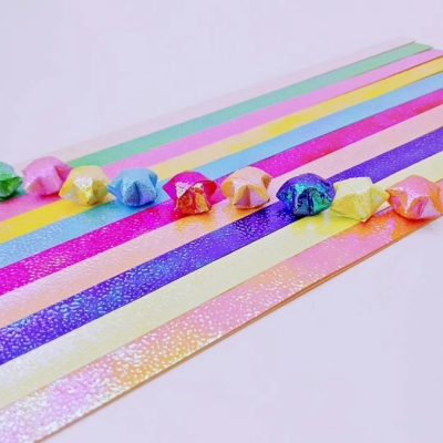 Colorful Pearl Laser Star Origami Star Strip Handmade Diy Roll Paper Strip Wholesale Foreign Trade Spot Goods Can Be Customized