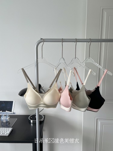 Advanced Contrast Color Support Body Seamless Beauty Back Underwear Female Gathered Wireless Anti-Sagging Sports Sleep Bra Female 