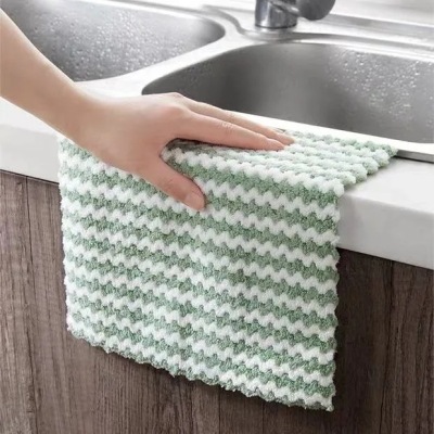 Cleaning Cloth Oil-Free No Wool Loss and Shedding Kitchen Dishcloth Absorbent Scouring Pad Decontamination Thickened Table Cleaning Bowl Cleaning Cloth