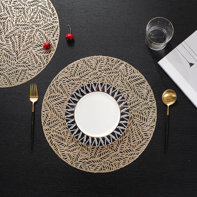 Factory Direct Sales Gilding round Rice Pattern Placemat Light Luxury Washable High Temperature Resistant Cross-Border Dining Table Cushion Table Runner