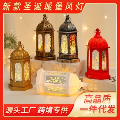 Cross-Border New Arrival Castle Storm Lantern Christmas Old Snowman Decoration Simulation Led Candlestick Scene Layout Gift