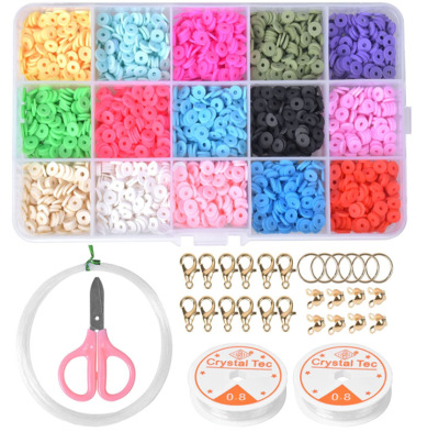 Amazon Hot Sale Soft Ceramic Beads Set 15 Grid DIY Ornament Accessories Earring Bracelet 6mm Boxed Beads