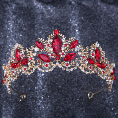 Bridal Headdress European Style Rhinestone-Encrusted Crystal Alloy Wedding Dress Headdress Birthday Ball Show All-Match Crown