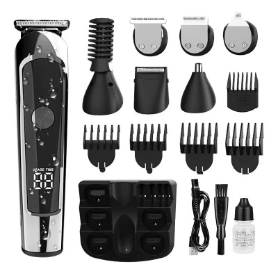 Multi-Functional Hair Clipper Six-in-One LCD Digital Display Rechargeable Eye-Brow Knife Nose Hair Trimmer Washable