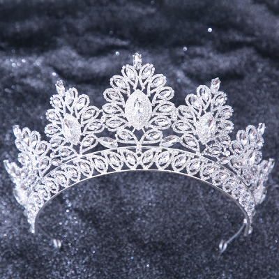 European and American Noble Wedding Ceremony Baroque Rhinestone-Encrusted Bride Big Crown Alloy AAA Diamond Formal Dress Accessories Headdress