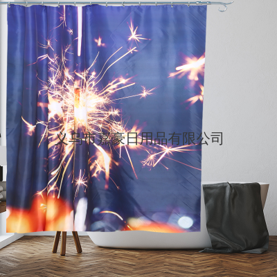 Hot Sale Digital Printing Waterproof Mildew-Proof Shower Curtain Door Curtain Partition Polyester Customizable