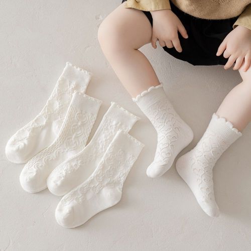 Girls‘ Exquisite Embroidered Socks Summer Ultra-Thin Breathable Fairy Cartoon Rabbit Bear Cotton Children‘s White Socks for Women