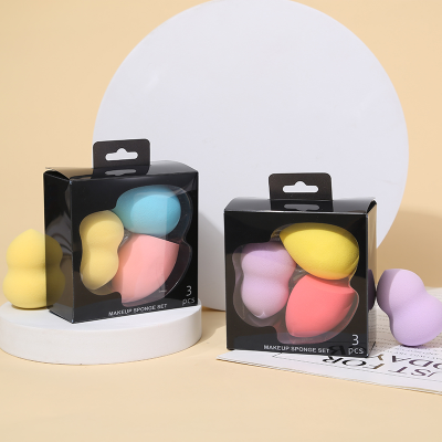 3pcs makeup sponge PVC box  can printing logo 