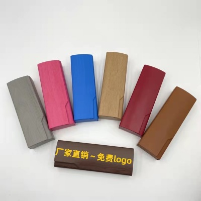 Fashion Handmade Glasses Case Square High-Grade Anti-Pressure Wood Grain Glasses Case Glasses Case Handmade Case Glasses Case Printed Logo