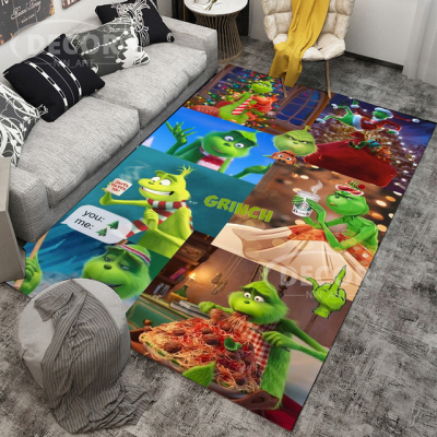 Cartoon Flannel Carpet Merry Christmas Doormat Kitchen Living Room Entrance Carpet Dining Room Bedroom Marriage Coffee Table