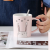 Cute Hand-Painted Ceramic Big Ears Adorable Rabbit Mug Fashion Cute Office Home Cartoon Water Cup with Cover Spoon