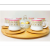 Round Handle Small Lampshade + Rotating Circular Wood + Small Sucrier 6 Cups 6 Plates Set