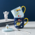 Creative Trend Ceramic Cute Cartoon Starry Sky Rocket Mug Office Household Ceramic Water Cup with Cover Spoon