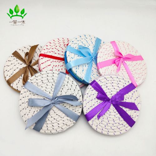 factory direct supply cotton string placemat three-piece thickened woven placemat insulation placemat pot bowl coaster non-slip coaster