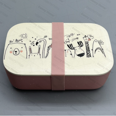 Bamboo Fiber Lunch Box Lunch Box Environmental Lunch Box Cartoon Pattern Cute Japanese Wholesale Spot