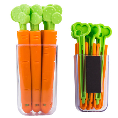 Korean Style 5 PCs Carrot Sealing Clip Grocery Bag Sealing Clip Plastic Cartoon Snack Bag Sealing Clip with Magnet