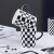 Creative Trend Chessboard Grid Ceramic Mug Simple European Leisure Office Home Ceramic Cup with Cover Spoon