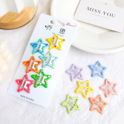 Cute Girl Heart Candy Color BB Clip Children Student Sweet Cropped Hair Clip Five-Pointed Star Side Clip Hair Accessories Alloy Hairpin