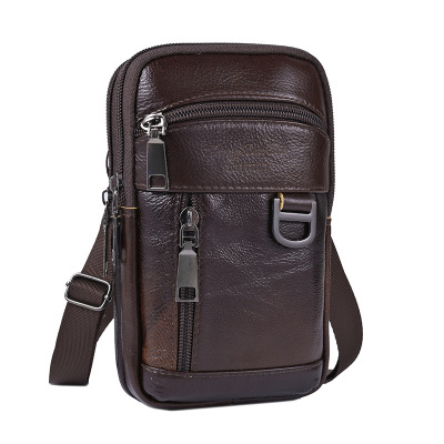 Men's Messenger Bag Small Bag Men's Mini Shoulder Small Saddle Bag Genuine Leather Retro Mobile Phone Bag Cattle Leather Waist Bag Multi-Purpose Package