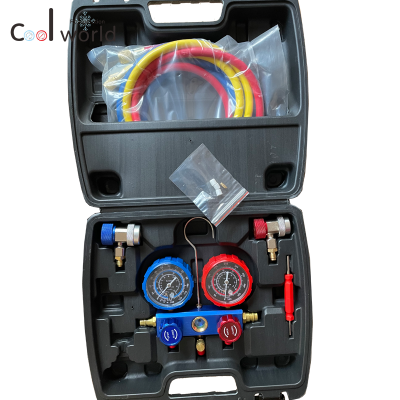 R134A manifold gauge set, with r134a quick coupler core remove tool