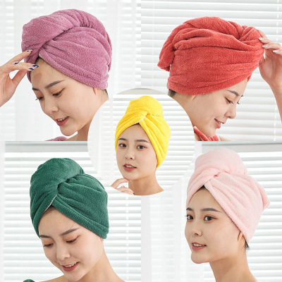 Factory Wholesale Coral Velvet Hair-Drying Cap Female Soft Delicate Absorbent Hair Drying Towel Not Easy to Lint Spot