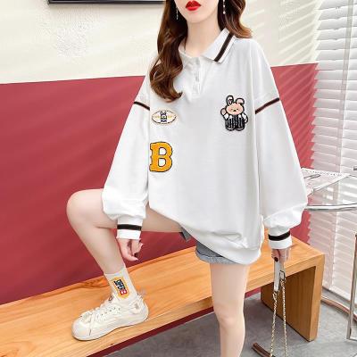Spring and Autumn Polo Shirt Long-Sleeved Women's Loose Design Niche Doll Collar Lapel T-shirt