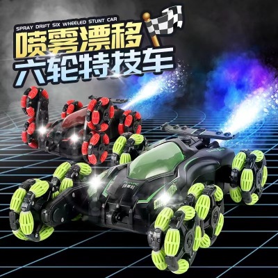 New Remote Control Car Swing Arm Spray Six-Wheel Stunt Car Four-Wheel off-Road Rock Crawler Transformer Children's Toy Car