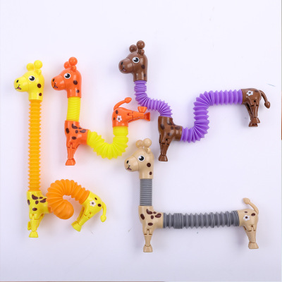 Cross-Border New Product Puzzle Pressure Relief DIY Retractable Variety Giraffe Dog Poptube Extension Tube Sensory Toys Wholesale