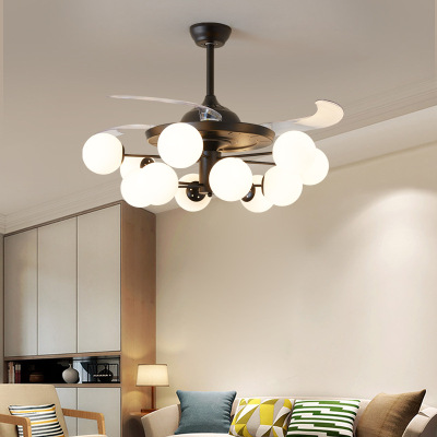 Nordic Simple Model Bean Ceiling Fan Lights Invisible Fan-Style Ceiling Lamp Home Living Room Lighting Dining Room Warm Creative Ceiling Fan