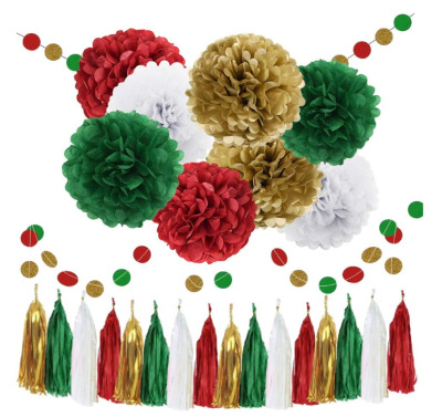 Christmas Party Deployment and Decoration Tassel Paper String Creative Christmas Decoration Tassel Paper Honeycomb Ball Lantern