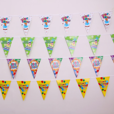 Factory Direct Supply Paper Flag Children's Cartoon Christmas Decoration Colorful Flags Paper Flag Birthday Party Colorful Paper Flag Wholesale