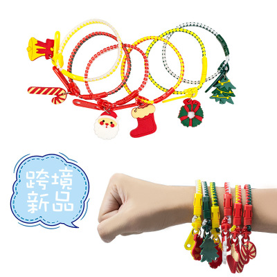 Cross-Border Amazon No. 5 Resin Zipper Bracelet Christmas Theme Bracelet Two-Color Cartoon Bracelet Accessories