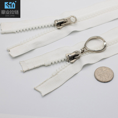 No. 8 Resin Zipper Metal Toe Cap Double Opening Factory Direct Sales Clothing Bags Wholesale Resin Zipper 120cm
