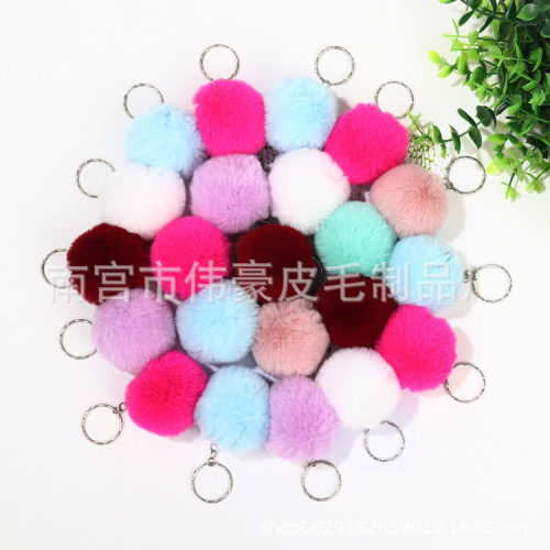 factory supply imitation rex rabbit fur ball keychain pendant imitation rabbit fur ball pendant key ring fur ball jewelry pendant