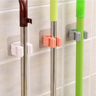 No Punching Hang Mop Rack Bathroom Super Hook Bathroom Adhesive Hook Broom Hanger Card Holder Mop Clip Artifact Stick