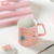 Pink Girl Heart Candy Mug Office Coffee Cup Student Water Cup with Cover with Spoon Three-Dimensional Silicone Cover